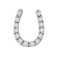 14K White Gold Diamond Horseshoe Necklace Pendant 1/10 Ctw.