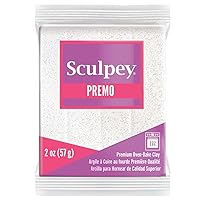 Sculpey Premo Polymer Oven-Bake Clay, Frost White Glitter, Non Toxic, 2 oz. bar, Great for jewelry making, holiday, DIY, mixed media and more. Premium clay great for clayers and artists.