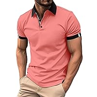 Polo Shirts for Men Slim Fit Solid Moisture Wicking Short Sleeve Tee Shirt Casual Golf Performance Zipper Basic Shirt