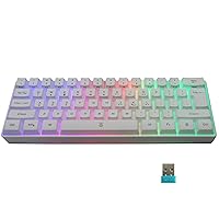 Snpurdiri 60% Wireless Gaming Keyboard,2200mAh Mini 61 Keys Mechanical Feeling Keyboard with Bluetooth 5.1&2.4G Wireless Dual Modes,Support Charging,Suitable for PC/Tablet/Smartphone Gamer,White