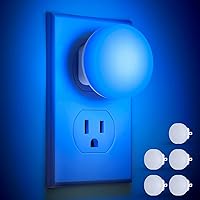 FOLKSMATE 5 Pack LED Night Light, Plug-in Dusk to Dawn Light Sensor Hallway Lights, Smart Nightlight Auto-On/Off for Bathroom, Bedroom, Adults & Kids Room, Kitchen, Stairway, Nursery, Blue Lights