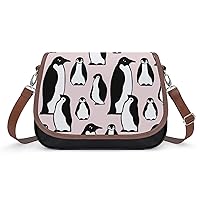 Crossbody Bag For Women Cute Penguin Shoulder Bag For Girls Large Tote Bag Leather Handbag Print Purse Wallet 31x22x11cm