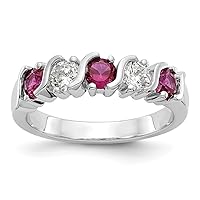 Solid 14k White Gold Diamond Ruby Wedding Band Ring (.394 cttw.)