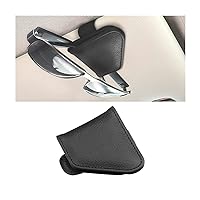8sanlione Sunglasses Holder for Car Sun Visor, Auto Magnetic Leather Glasses Hanger Clip, Vehicle Universal Ticket Card Storage Clip Eyeglasses Mount, Multi Purpose Car Visor Accessories (Black)