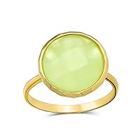 Bling Jewelry Multifaceted Seafoam Green Simulated Chalcedony Or Pink Simulated Rose Quartz Statement Ring 14K Gold Plated .925 Silver