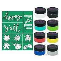 DGAGA 9PCS Fall Stencil Chalk Paste Paint Kit, Screen Printing Ink Set Stencils for Painting on Wood, DIY Home Decor, Canvas, Glass, Chalkboard Crafts, Art Supplies