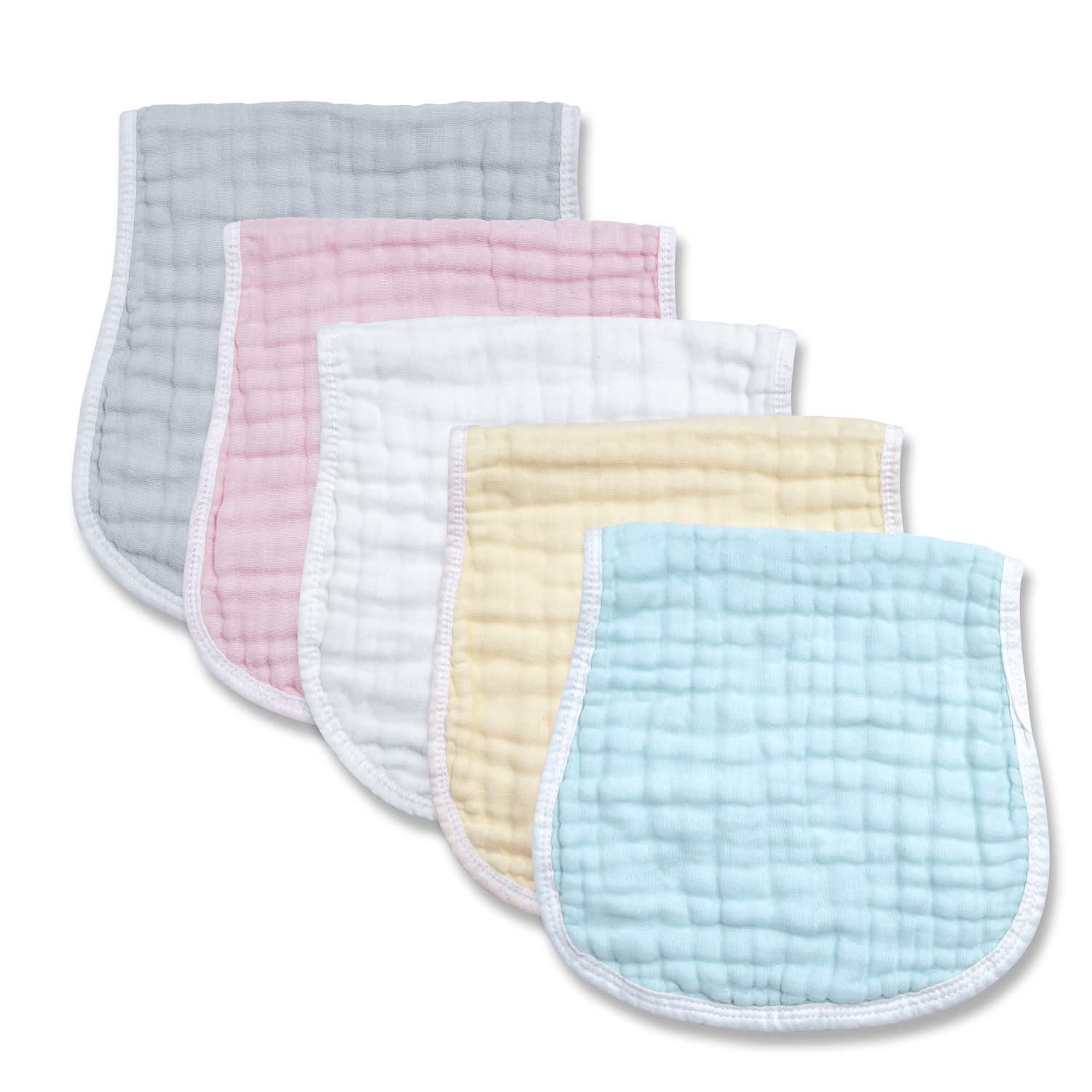 Muslin Burp Cloths Large 20 X 10 Inch 5 Pack for Baby Girl Boy,Neutral Burping Rags,100% Organic Cotton