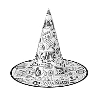 Mqgmzvideo Game Boys Print Halloween Witch Hat Novelty Costume Party Accessory Cosplay Kids, Girls, Boys Women