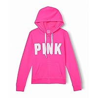 Victoria's Secret Pink Fleece Zip Up Perfect Hoodie, Women's Hooded Sweatshirt, Pink (S)