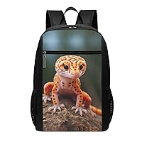 Sand Leopard Gecko Print Simple Sports Backpack, Unisex Lightweight Casual Backpack, 17 Inches