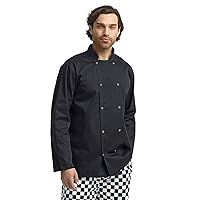 Unisex Studded Front Long-Sleeve Chef's Coat 2XL BLACK