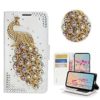 STENES Bling Wallet Phone Case Compatible with LG V60 ThinQ - Stylish - 3D Handmade Peacock Design Magnetic Wallet Stand Leather Cover Case - Bling
