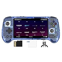 RG556 Retro Video Handheld Game Console Android 13 System 5.48-inch AMOLED Screen 128G TF Card Preinstalled 4423 Games, 1080p Display Port Output 5500mAh Battery(Clear Blue)