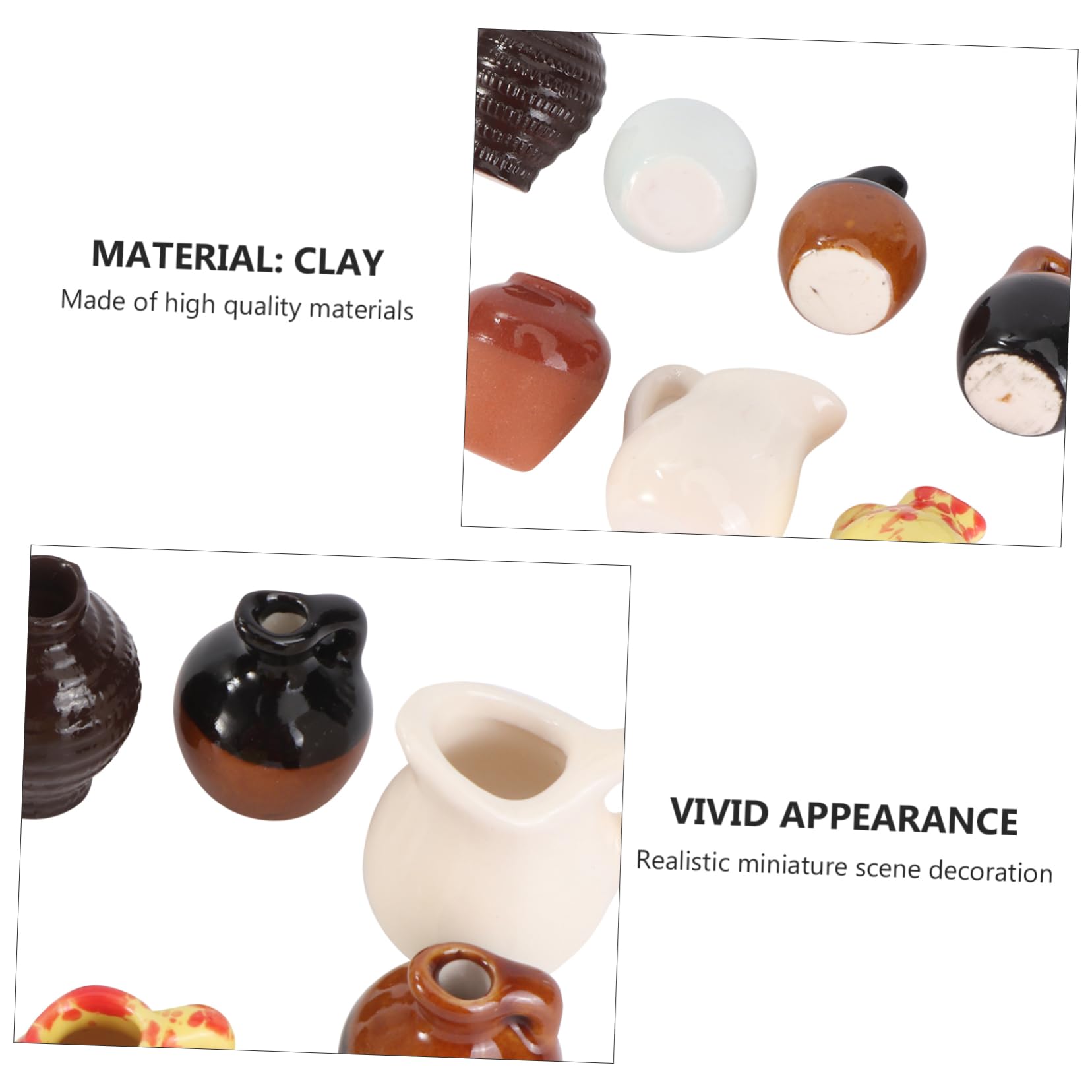 21 Pcs Mini Pocket Vase Dollhouse Accessories Ceramic Bottle Miniture Decoration Tiny Planter Miniature Vases Miniature Fairy Garden Ornaments Figure Clay Doll House Thumb Basin