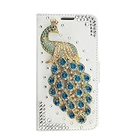 Compatible with iPhone Xs/X/10 Glitter Wallet Case Sparkly Peacock Design Luxury 3D Handmade Crystal Rhinestone Bling Diamond Protective Flip Folio Cover,with Credit Card Slot and Kickstand