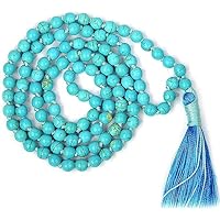 Kashish Gems & Jewels Turquoise Gemstone Mala Necklace | 6 mm Mala Bead Necklace | Mala Beads 108 | Japa Mala | Knotted Mala | Bead Mala | 6 mm Mala | Turquoise Necklace, Gemstone, Turquoise