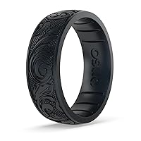 Signature Etched Collection - Classic Etched Silicone Rings - Comfortable and Flexible Design - Made in USA