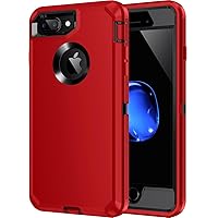 for iPhone 8 Plus/7 Plus Case,[Built in Screen Protector] Heavy Duty Shockproof Dust/Drop Proof [3 Layers] Full Body Protection Rugged Cover Case for iPhone 8+/7+,Red/Black