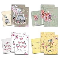Wedding Greeting Cards Assortment - 4 Unique Congratulations Designs - Pack of 8 Individual Cards + Matching Envelopes, 5