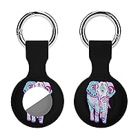 Beautiful Aztec Elephant Silicone Case for Airtags Holder Tracker Protective Cover with Keychain Air Tag Dog Collar Accessories
