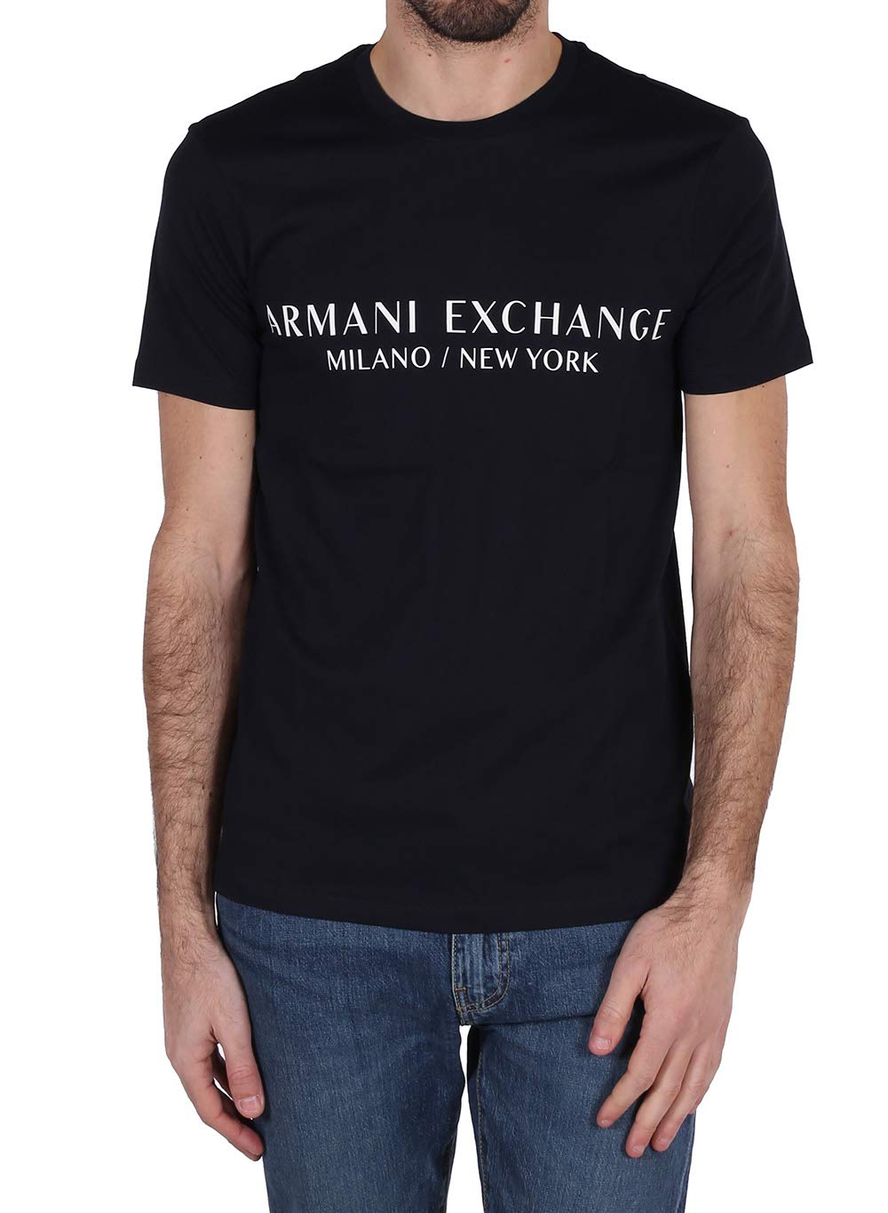 A|X ARMANI EXCHANGE Men's Short Sleeve Milan New York Logo Crew Neck T-Shirt