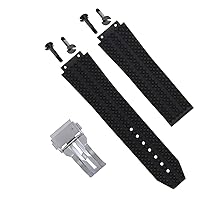 Ewatchparts REPLACEMENT 24MM RUBBER BAND STRAP CLASP COMPATIBLE WITH HUBLOT H BIG BANG 44-45MM BLACK