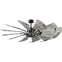Springer Collection 60-Inch 12-Blade DC Motor Farmhouse Windmill Ceiling Fan Matte Black