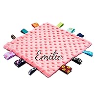 Personalized Baby Comforter Embroidered Name Baby Blanket Tag Security Blankets Comforter Baby Soother Blanket Lovey Blanket (Type-2,25 * 25cm)
