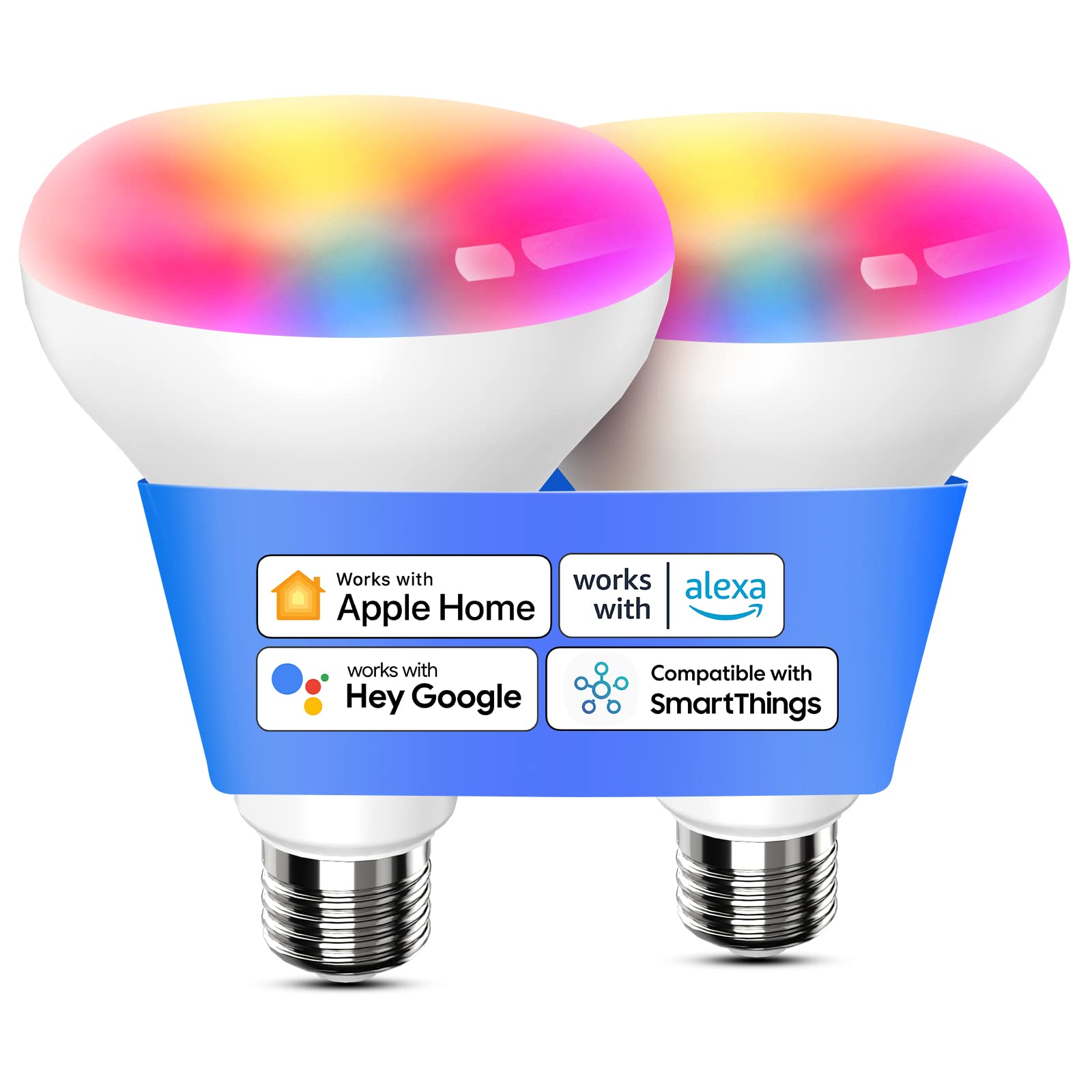 meross Smart Light Bulb, BR30 WiFi Flood LED Bulbs Support Apple Homekit, Siri, Alexa & Google Assistant, Full Color Changing RGBCW Dimmable 1300 Lumens 100W Equivalent, 2 Pack