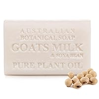 Goat Milk Soap Bars w/Soya Bean - Triple Milled, Long Lasting, Natural Soap Base, Pure Plant Oil - Women & Men - All Skin Types - Bathroom Essentials - 6.8 oz, Pack of 1