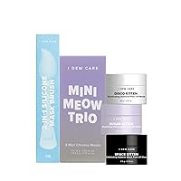 I DEW CARE Peel Off Face Mask Set - Mini Meow Trio + 2-in-1 Cleansing Firming Silicone Mask Brush Bundle