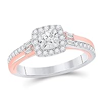The Diamond Deal 10kt Two-tone Gold Round Diamond Solitaire Bridal Wedding Engagement Ring 1/2 Cttw