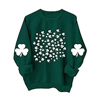 Womens Casual Long Sleeve Tunic Tops St.Patrick's Day Shamrock Holiday Shirts Clover Graphic Crew Neck Tunic Blouses