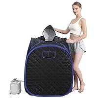 Smartmak Portable Sauna Kit, one Person Full Body at Home Spa Hat Tent, Include 2L Steamer with Remote Control for Detox US Plug- Black