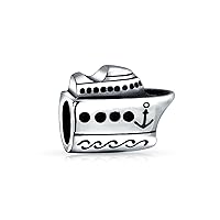 Nautical Vacation Travel Dangle Ocean Liner Yacht Speed Sail Boat Charm Bead For Women Teen .925 Sterling Silver Fits European Style Bracelet
