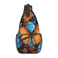 Blue and Orange Butterflies Sling Bag Lightweight Crossbody Bag Shoulder Bag Chest Bag Travel Backpack for Women Men