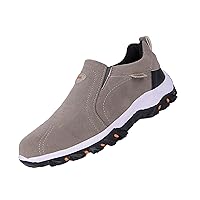 Men's Suede Waterproof Hiking Shoes,Outdoors Lightweight Comfy Arch Support Low-top Non-Slip Trekking Slip on Sneakers