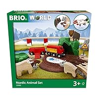 BRIO World 33988 Nordic Animal Set | Wooden Toy Train Set for Kids Age 3 and Up