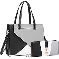 Miss Lulu Fashion Handbag for Women Shoulder Bag With Adjustable Strap Top Handle Bag Color Stitching Design