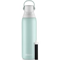 Brita Stainless Steel Premium Filtering Water Bottle, BPA-Free, Reusable, Insulated, Replaces 300 Plastic Water Bottles, Filter Lasts 2 Months or 40 Gallons, Includes 1 Filter, Glacier - 20 oz.