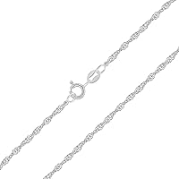 Planetys - 925 Sterling Silver Rhodium Finishing Singapore Chain Necklace 1.4 mm Width Lengths: 16, 18, 20, 22, 24, 26, 28