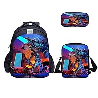 Monster Dinosaur Backpack and Lunch Bag Set for Boys, Backpack Shoulder Bag Pencil Case (Monster Dinosaur Backpack Set 31)