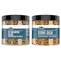 Earthborn Elements Rehmannia Herb and Dong Quai Bundle, 200 Capsules Each, Pure & Undiluted, No Additives