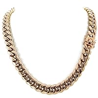 The Diamond Deal 14k SOLID Rose Gold 6.1mm Classic Miami Cuban Chain Necklace for Pendants and Charms with Box Clasp Closure (8.5