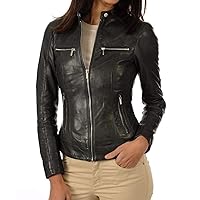 New Woman's leather jackets Motorcycle Bomber Biker Genuine Lambskin (KC-LJ-06)
