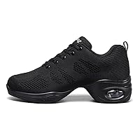Women's Breathable Air Cushion Jazz Dance Shoes Lace Up Mesh Sneakers - Split Sole Athletic Walking Dance Thick Sole
