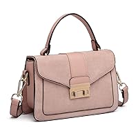 Miss Lulu Women's Small Handbag, Square Metal Buckle Flap Cross body Bag, Elegant Suede and PU Leather Shoulder Bag