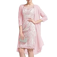 Sheath/Column Fashion Mother of The Bride Dress Bateau Neck Half Sleeve Knee-Length Evening Dress with Beading 2024