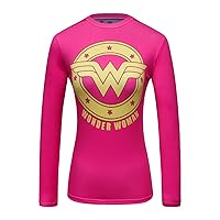 Women's Compression Fitness Sport T-Shirt Wonder Girl Long Sleeve Top