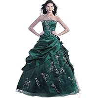 Women's Silver Embroidery Beading Princess Evening Ball Gown